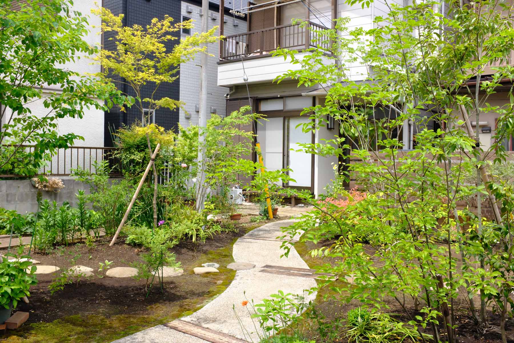 駐車場のある雑木の庭 芽吹き Ryoji Nakayama Landscape Design